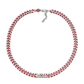 Diesel DX1416040 Men's Steel Necklace Length: 450 mm + 50 mm, Width: 21.9 mm, Height: 8 mm Red Stainless Steel Necklace, Stainless Steel, No Gemstone