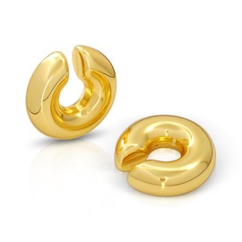 ALEXCRAFT Chunky Gold Ear Cuffs Non Piercing Earrings for Women 14K Thick Hoops Lightweight Jewelry