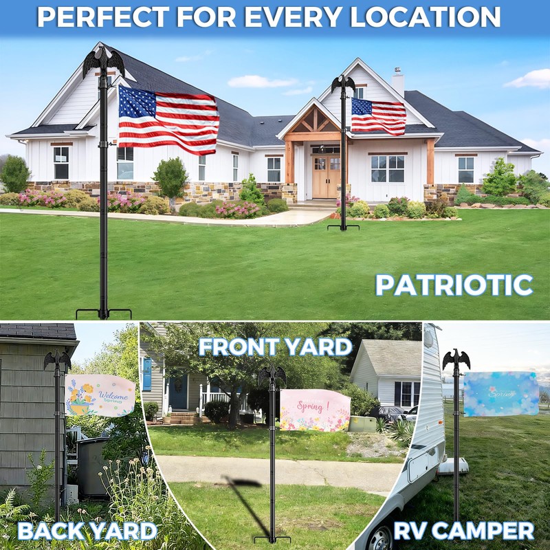 1.3" Large Diameter Heavy Duty 10 FT Flag Pole in