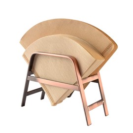 CAFEMASY Coffee Filter Holder Retro Copper Coffee Filter Paper Holder Rack Stand for Home Kitchen Cafe Bar Cone Coffee Filters Storage