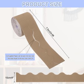 uxcell 49.2ft Bulletin Board Border, Corrugated Paper Decorative Wavy Border, Scalloped Rolled Border Trim for Crafts Classroom Offices DIY Project Party Birthday Decoration, Khaki