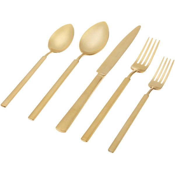 Herdmar"Vintage Brushed Gold" 18/10 Stainless Steel 5-Piece Place Setting