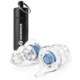 Senner MusicPro ‘Soft’ Ear Protection Earplugs for Music, Concert, Disco and Festival, Also Ideal for Smaller Ear Canals, with Aluminium Case, Clear / Transparent
