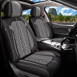 AOMSAZTO Car Seat Covers Full Set Fit for Toyota Prius 2001-2015: Faux Leather Car Seat Covers Comfortable Waterproof Durable Compatible Airbag(5 Seat Covers Grey)