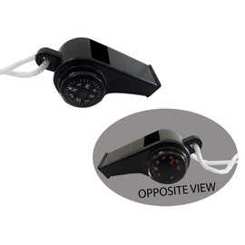 ToolUSA 3 in 1 Black Outdoor Whistle | Compass, Thermometer, & Lanyard | Ideal for Camping & Hiking