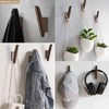 FCOWK Wall Hooks 4 Pack Coat Hooks Mounted Walnut Wood