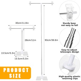 4 Pcs Adjustable Metal Banner Holder Table Top Banner Display Poster Stand T Shaped Banner Stand Desktop Business Poster Holder Advertising Display Sign Holder for Indoor Outdoor Store Board Display