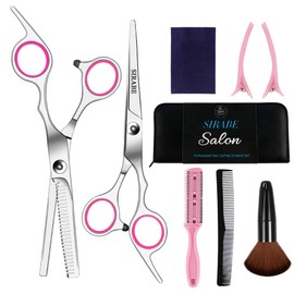 Sirabe 9 PCS Hair Cutting Scissors Thinning Shears Kit, Professional Haircut Scissors Set, Barber Hairdressing Texturizing Shears Tools for Salon Home Men Women Kids Adults Pet