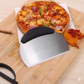 Aluminum Pizza Peel Pizza Paddle with Foldable Wooden Handle Rocker Knife – Tool for Pizza, Dough, Bread & Pastry