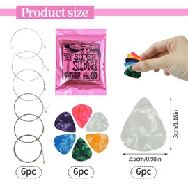 Electric Guitar Strings 6 Pcs Super Slinky Guitar Strings 9-42 Gauge with 6 Guitar Pick Plectrums Design Electric Guitar Strings Suitable Brilliant Sound Strings for A Wide Range of Musical Styles