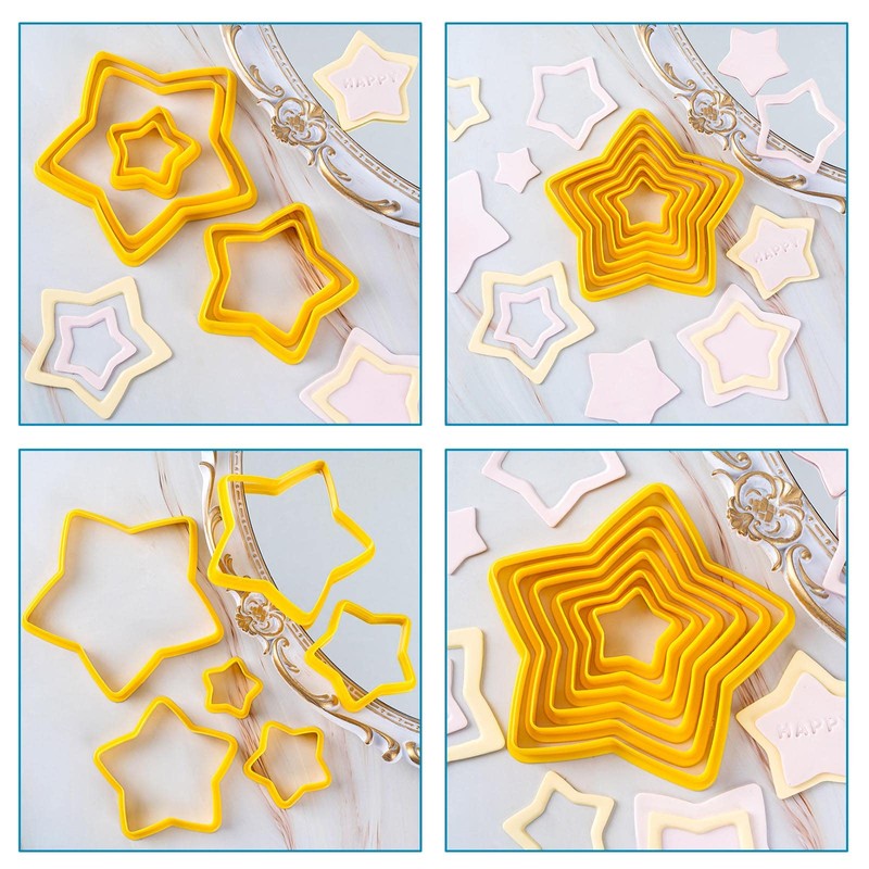 12-Piece Star Cookie Cutters, Fondant Doughnut Cookie Cutters Set, Christmas