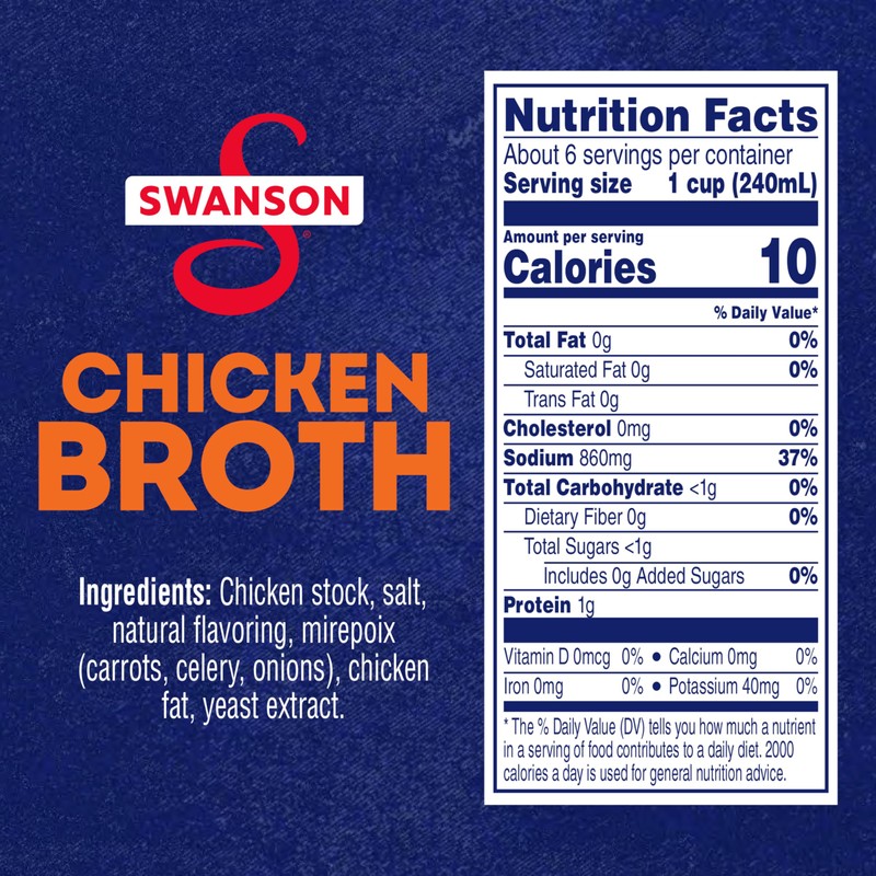 SWANSON S 100% Natural Chicken Broth, 48 oz Carton