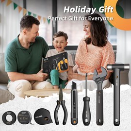deli Tools Set, Basic Household Tool Kit with Elegant Gift Package, Sleek and Stylish Tool Set for Home, Garage, Apartment, Dorm, New House, Holiday gift, Gift for Man, Women, Children, Black