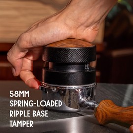 53.3mm Espresso Tamper, Fits 53.3-54mm Portafilter Baskets, Compatible with Breville Portafilters, Spring Loaded Palm Tamper, Auto-leveling Spring-loaded Tamper, Stainless Steel Ripple Base