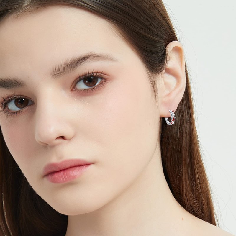 Cardinal Earrings Sterling Silver Hypoallergenic Hoop Earrings Cardinal Gifts for
