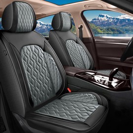 DISUTOGO Front Car Seat Covers Fit for Nissan Frontier 2009-2024 2025 Faux Leather Seat Covers Waterproof Seat Cushion Protector Compatible Airbag (2 Seats,Black&Dark Grey)
