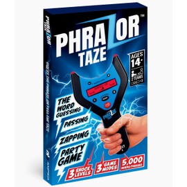 AMPED GAMEZ PhraZor Taze Handheld Electronic Party Game—Word Guessing with Electric Shock, 3 Modes: Normal, Lightning, Roulette, 5,000 Words/Phrases, Cheat Detector, Fun Multiplayer for Adults & Teens