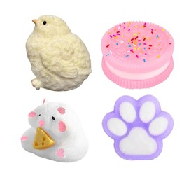 4 Pcs Squishy Toys Set, Fufu Squishy Taba Squishies, Fidget Toys with Paw Kit for Stress Relief Sensory Play, Suitable for Stress Relief Children and Adults Birthday Gifts