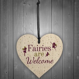 RED OCEAN Wooden Fairies Welcome Hanging Garden Gardening Shed Summer House Wall Plaque Fairy Sign