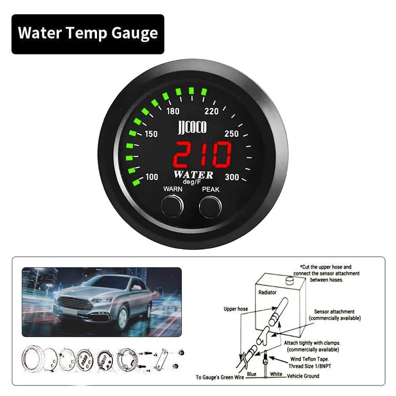 ZHSYMX Universal 52mm Water Temperature Gauge with Alarm and 1/8
