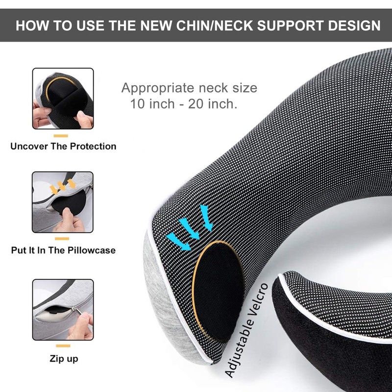 TALLGO Travel Pillow, Best Memory Foam Neck Pillow Head Support