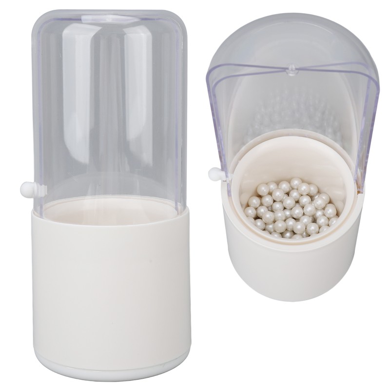 Makeup Brush Holder White with Pearl Filling Rotating 180 Degree