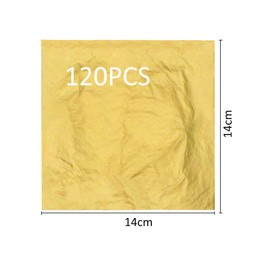 120 Sheets Edible Gold Leaf, Gold Leaf Sheets(14 * 14cm), Multipurpose Gold Leaf for Nails, Art & DIY Projects, Picture Frames, Home Walls, Interior and Multi Artistic Decoration