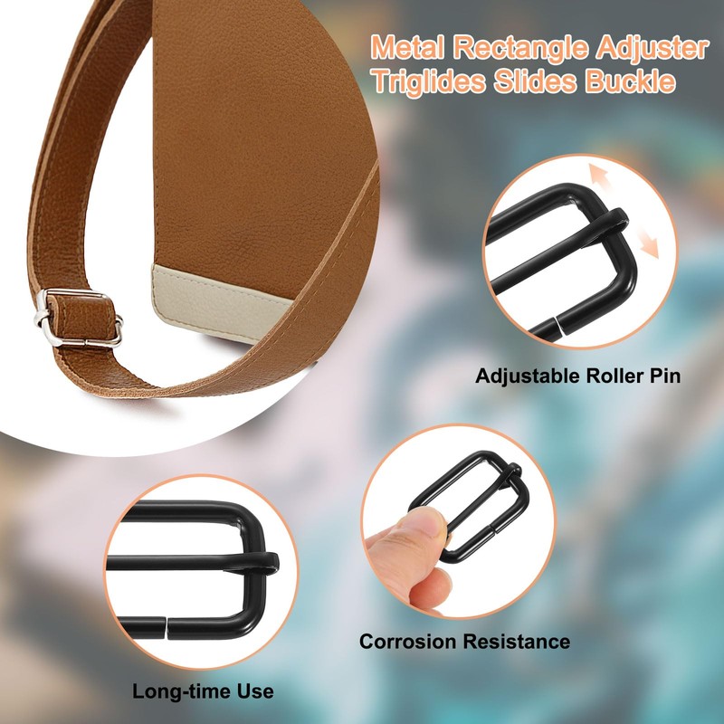 sourcing map Slide Buckle, 10Pcs 2" - Metal Tri-Glides Slide