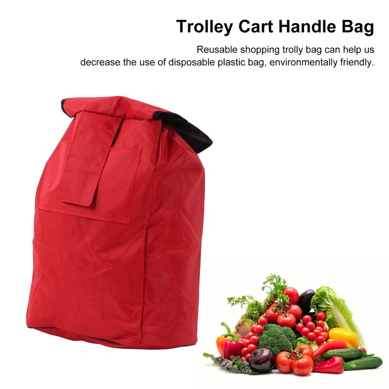 Red Folding Shopping Bag Waterproof Trolley Cart Handle Bag Reusable