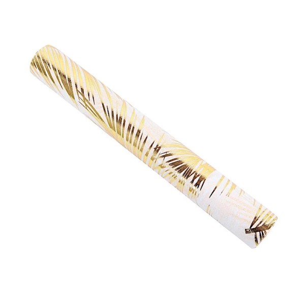 LeilaniWholesale White Gold 11"x108" Palm Leaves Print Non Woven Fabric