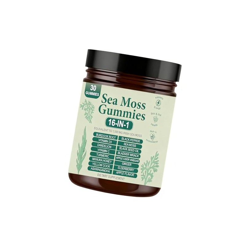 Sea Moss Gummies 16-in-1, Organic Irish Sea Moss Supplement for