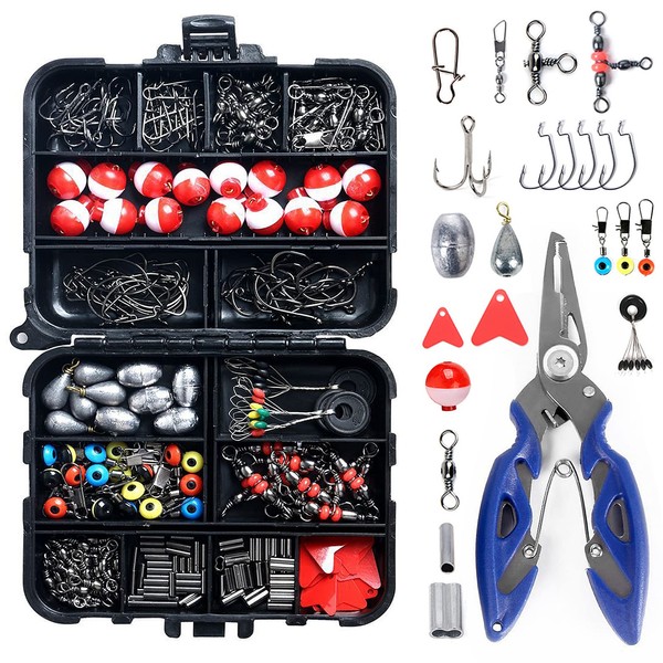 Doorslay 263pcs Fishing Accessories Set with Tackle Box Including Plier