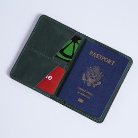 INCARNE US Passport Covers - Passport Wallet - Passport Holders with Card Slots & Note Compartment, Genuine Vintage Leather, Green