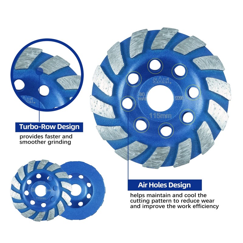 SALI 5pcs Diamond Concrete Grinding Wheel 4 1/2 inch for