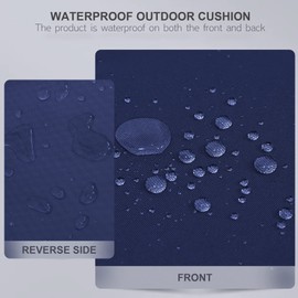 Favoyard Patio Chair Cushion 19 x 19 Inch Waterproof Outdoor Seat Cushions for Patio Furniture 3-Year Color Fastness Garden Sofa Couch Pads with Handle and Adjustable Straps Set of 2, Navy Blue