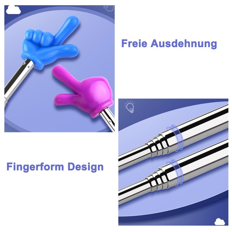 Pack of 10 Extendable Pointer Sticks, Telescopic Teacher Pointers, Finger