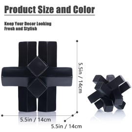 XMGZQ - Decoración de nudo negro, decoración moderna de estatua de nudo de escultura geométrica, escultura de nudo y cifras, decoración de acento del hogar, decoración del hogar para estantes,
