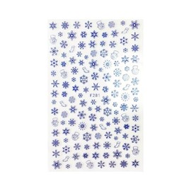 Christmas New Year Nail Sticker Snow Santa's Sleigh Reindeer Snowman F281 Laser Blue Nail Wraps Stickers Manicure Supplies for Women Nails Full Long Lasting Easy Apply and Remove
