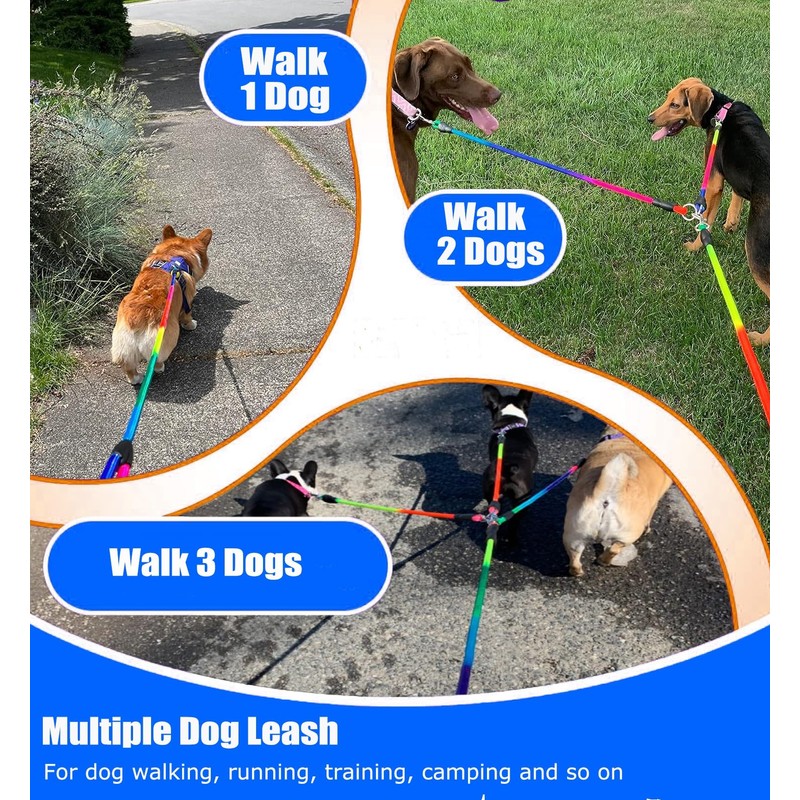Heavy Duty 3 Dog Leash for Large Dogs No Tangle
