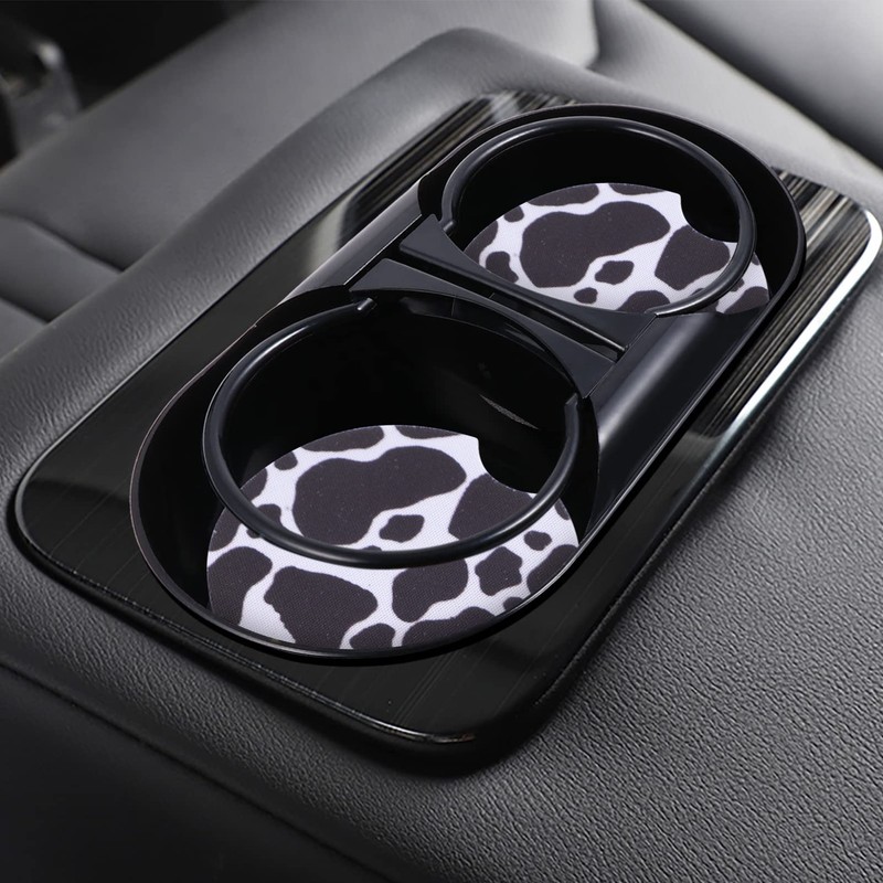 GRIRIW 1Set Cow Pattern Steering Wheel Cover Coaster Easy to