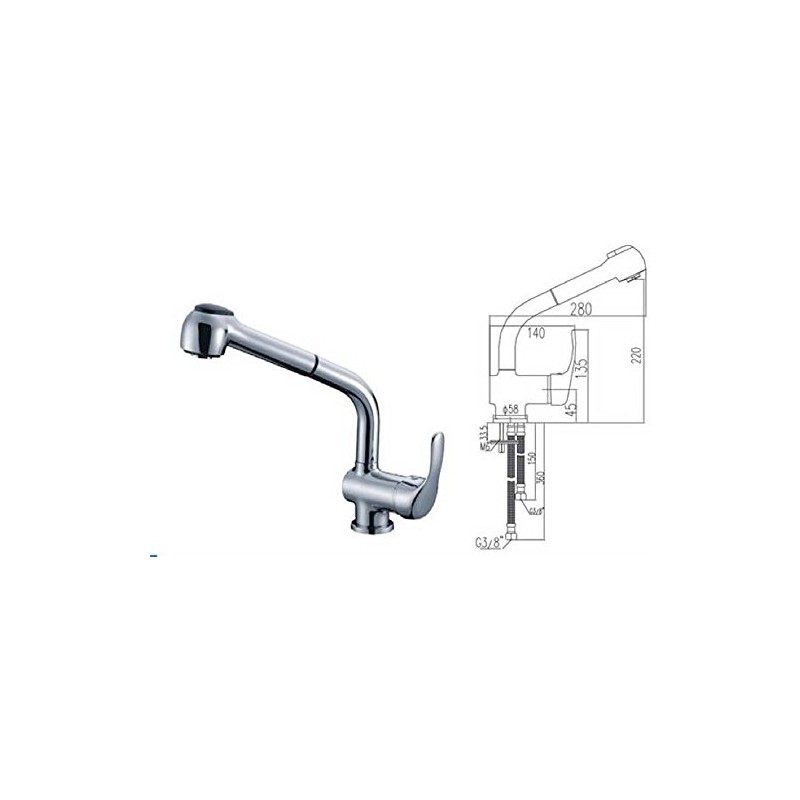 Flexo Stainless Steel 1.5 m for M3/8" x H 1/2"