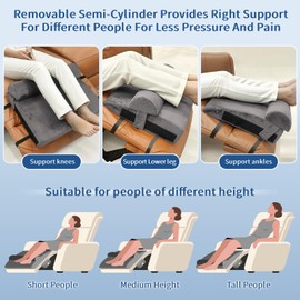 PYURIFAI Recliner Cushion - Recliner Chair Cushion with Removable Semi-Cylinder for Superior Support, Adjustable Cushion for Recliner Chair, Recliner Leg Rest Cushion with 2 Straps, Grey
