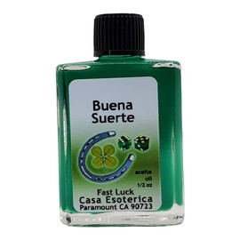 Fast Luck Oil (Buena Suerte Aceite) Spiritual Anointing Oil by CASA ESOTERICA MAGICK SPACE - Good Fortune - Attract Abundance, Success & Opportunities-0.5 FL OZ (1 Pack)