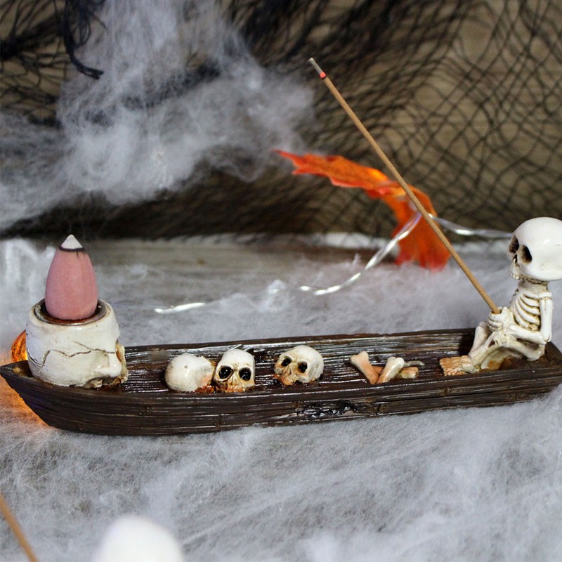 Skeleton Boat Incense Burner Holder Creative Incense Ash Catcher Tray