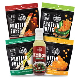 Twin Peaks Protein Puffs & Italian Dressing Starter Pack – Low Carb, Keto-Friendly, High Protein, Gluten-Free Snack
