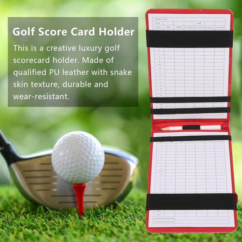 Golf Scorecard Holder PU Leather Scoring Book Golf Score Card