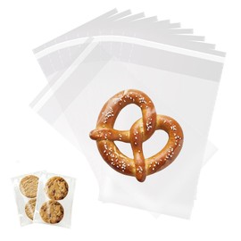 Docvania Clear Resealable Cellophane Bags 7 X 10 Inch Self Sealing Cellophane Bags, 100Pcs Cookie Bag with Seal Packaging Treat Bag for Wrapping Apparel, Shirts, Decorative Wrapping Paper and Party Favors