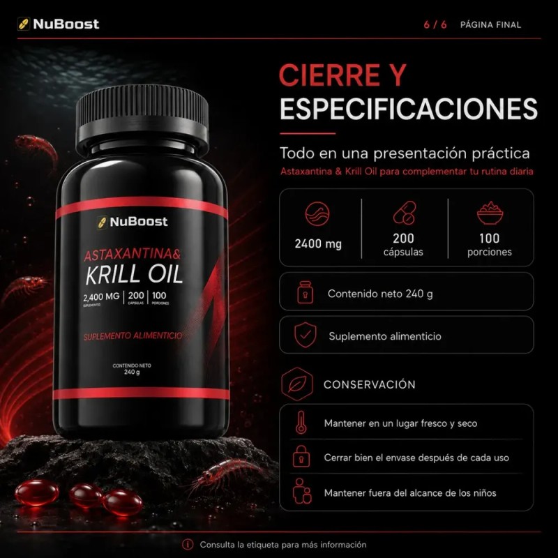 Krill Oil Con Astaxantina 2400 Mg 200 Cápsulas