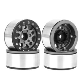 WONFAST 4PCS 1.55 Inch Aluminum Alloy Metal 5Spoke Beadlock Wheel Rim Hubs Replacement Accessory for AX90069 D90 TF2 CC01 Tamiya 1/10 RC Crawler Car Upgrade Parts (Black)