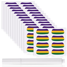 Sumind 48 Pairs Eye Strips Breathable Sports Eye Stickers with 1 White Pencil for Baseball Football Softball Fans on Game Day (Purple,Yellow,Green)